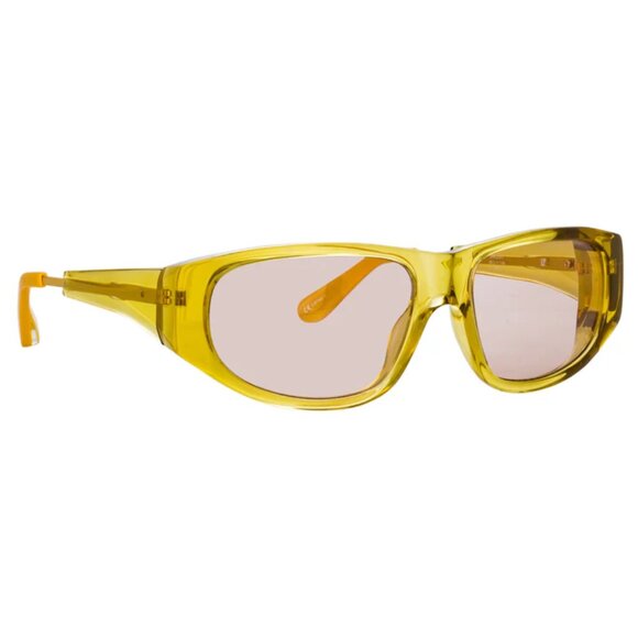 Dries Van Noten X Linda Farrow D-Frame Yellow/Lilac Sunglasses - Picture 2 of 4